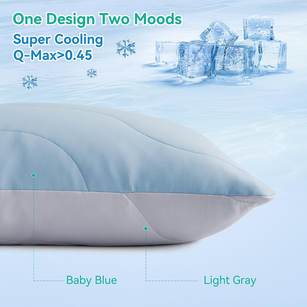 ThreeGeese Three Geese Cooling Goose Feather Down Pillows Queen Size Set of 2, Q-Max>0.45, Cool Hotel Bed Pillows for Hot Sleepers, Washabl…