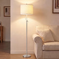 Qingmiao Brushed Nickel Floor Lamps for Living Room, 55"-67" Height Adjustable Modern Tall Lamp, 3-Way Dimmable Standing Lamp for Bedroom…