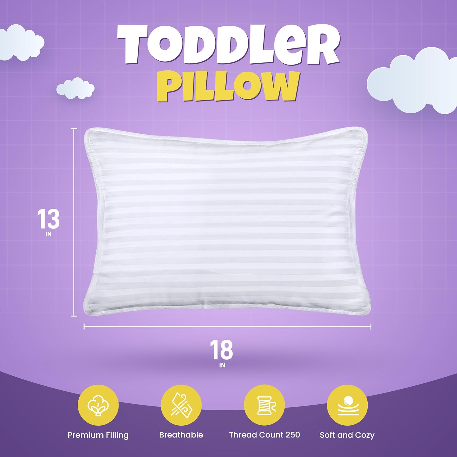 Utopiabedding Utopia Bedding Toddler Pillow (White, 2 Pack), 13x18 Pillows for Sleeping, Soft and Breathable Cotton Blend Shell, Small Kids…