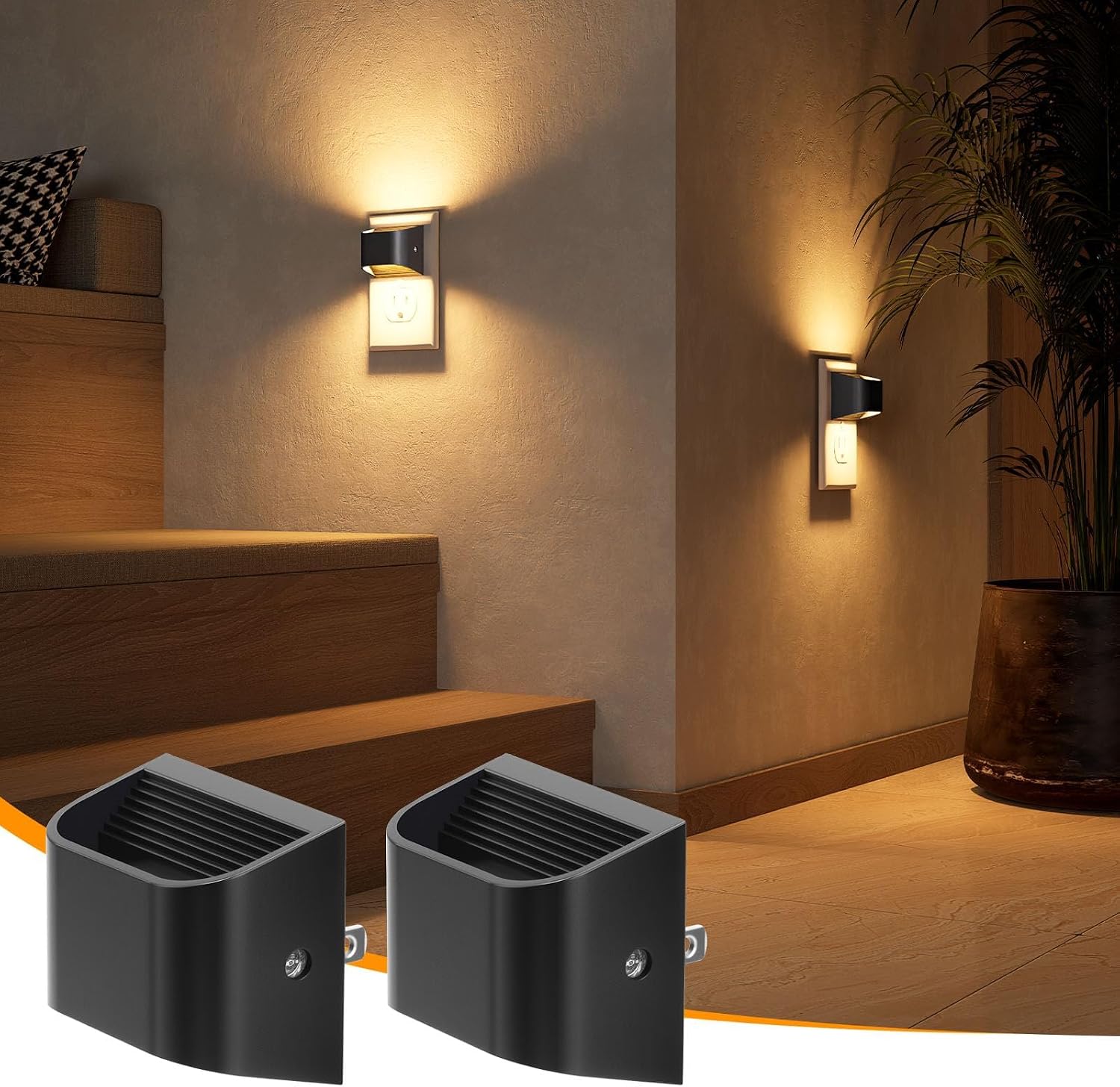 Niorsun Night Lights Plug Into Wall, Auto Brightness Sensor Night Light, 3000K Warm White, Ultra- Wall Light for Hallway Bathroom Bedro…