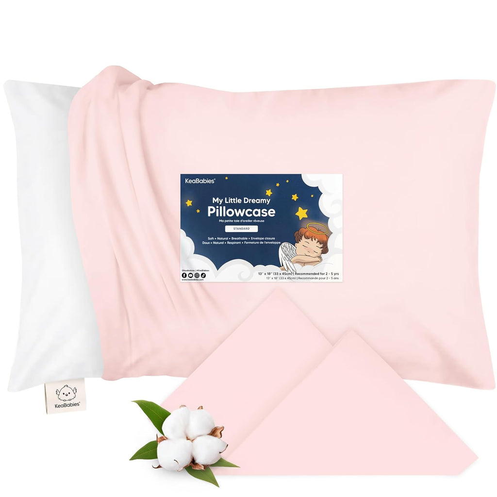 KeaBabies Toddler Pillowcase 13"x18" - Organic Cotton Toddler Pillowcase for Kids, Boys, Girls, Soft & Durable Cotton Cover for Miniature…