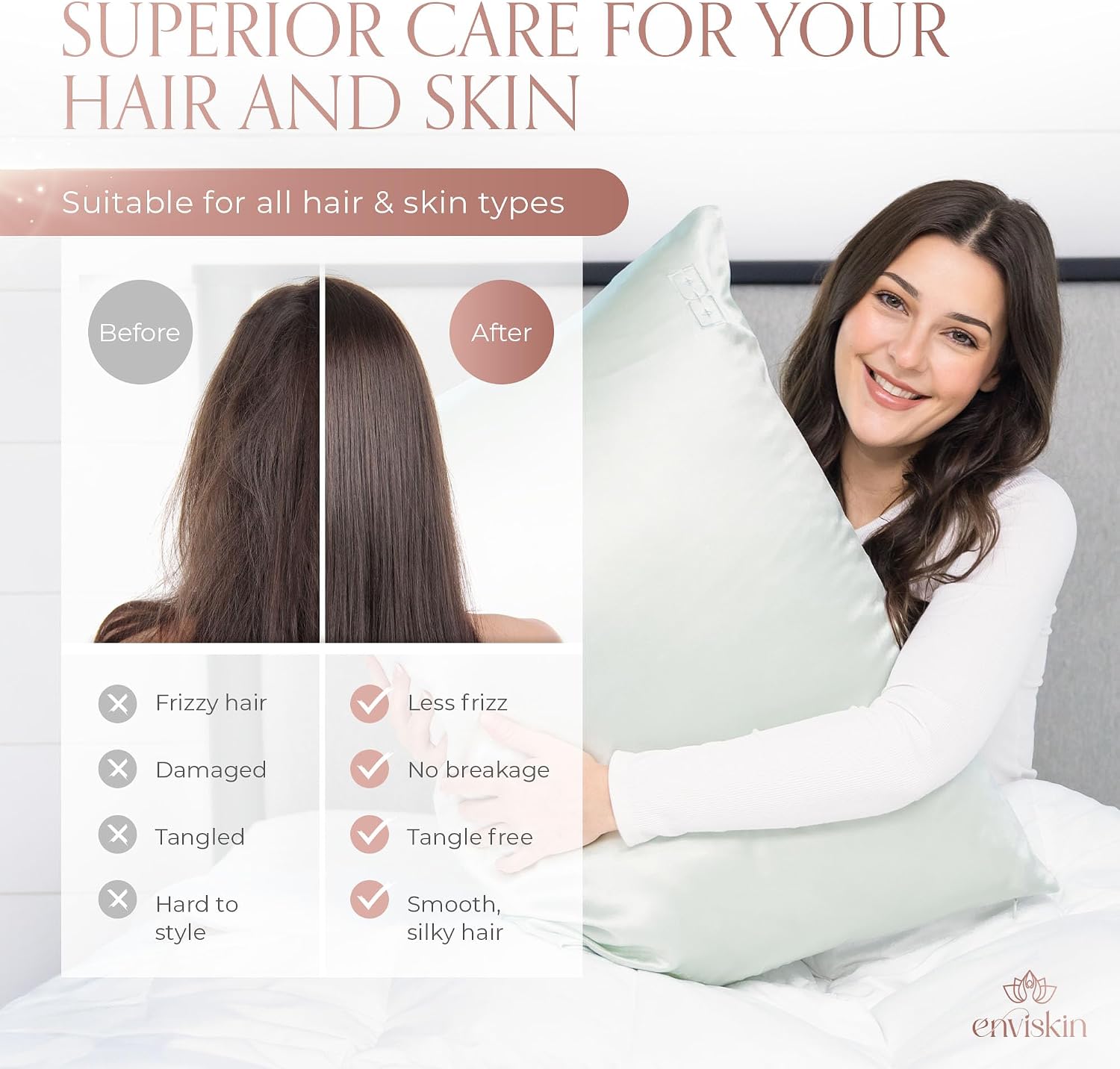 100% Mulberry Silk Pillowcase Infused with Silver Ions - Pure 30 Momme Grade 6A Fibers for Beautiful Skin and Hair - Cooling Pillow Case…