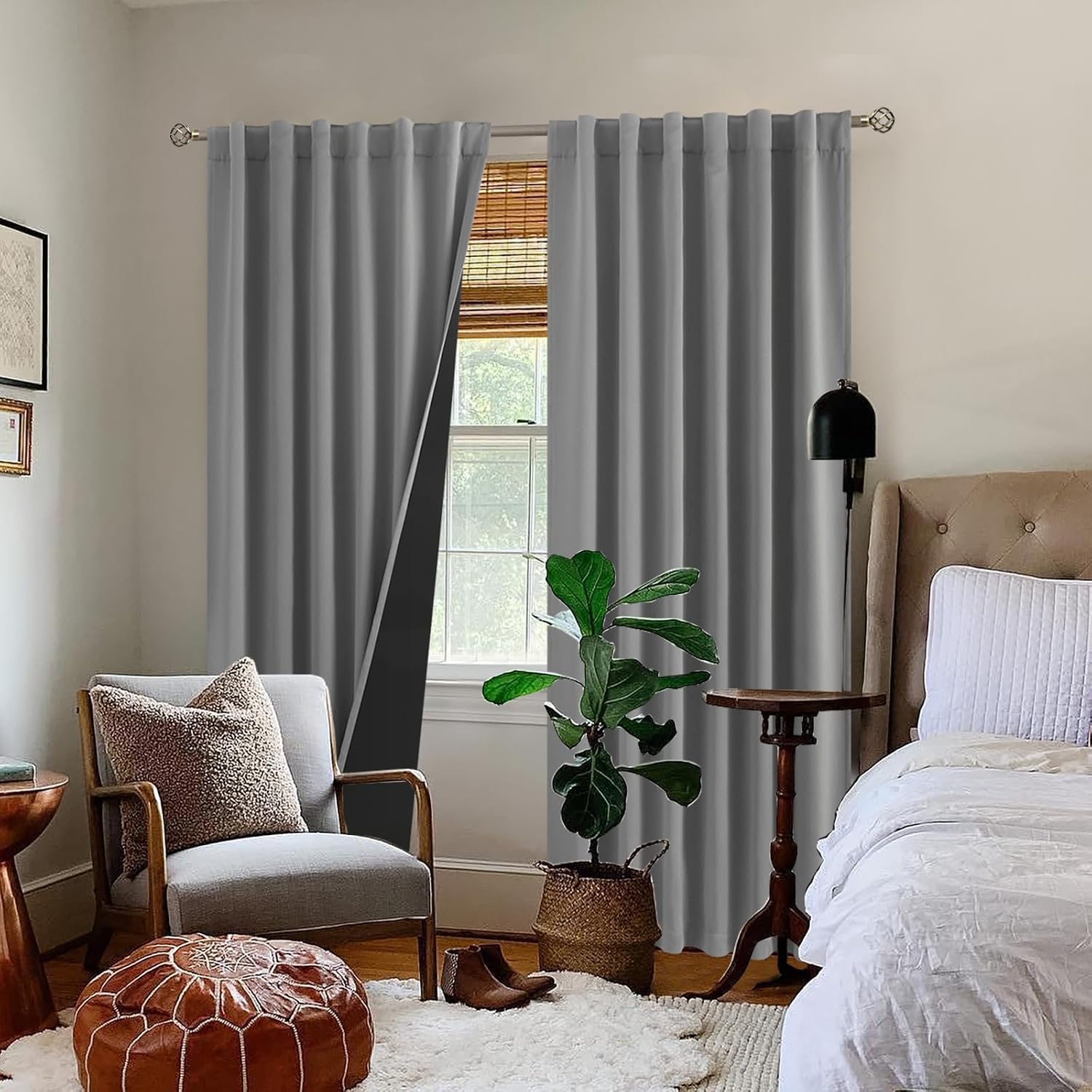BGment Dove Grey Blackout Curtains 78 Inches Long for Bedroom, 100% Blackout Curtains Living Room Panels with Thermal Liner, Double Layer…