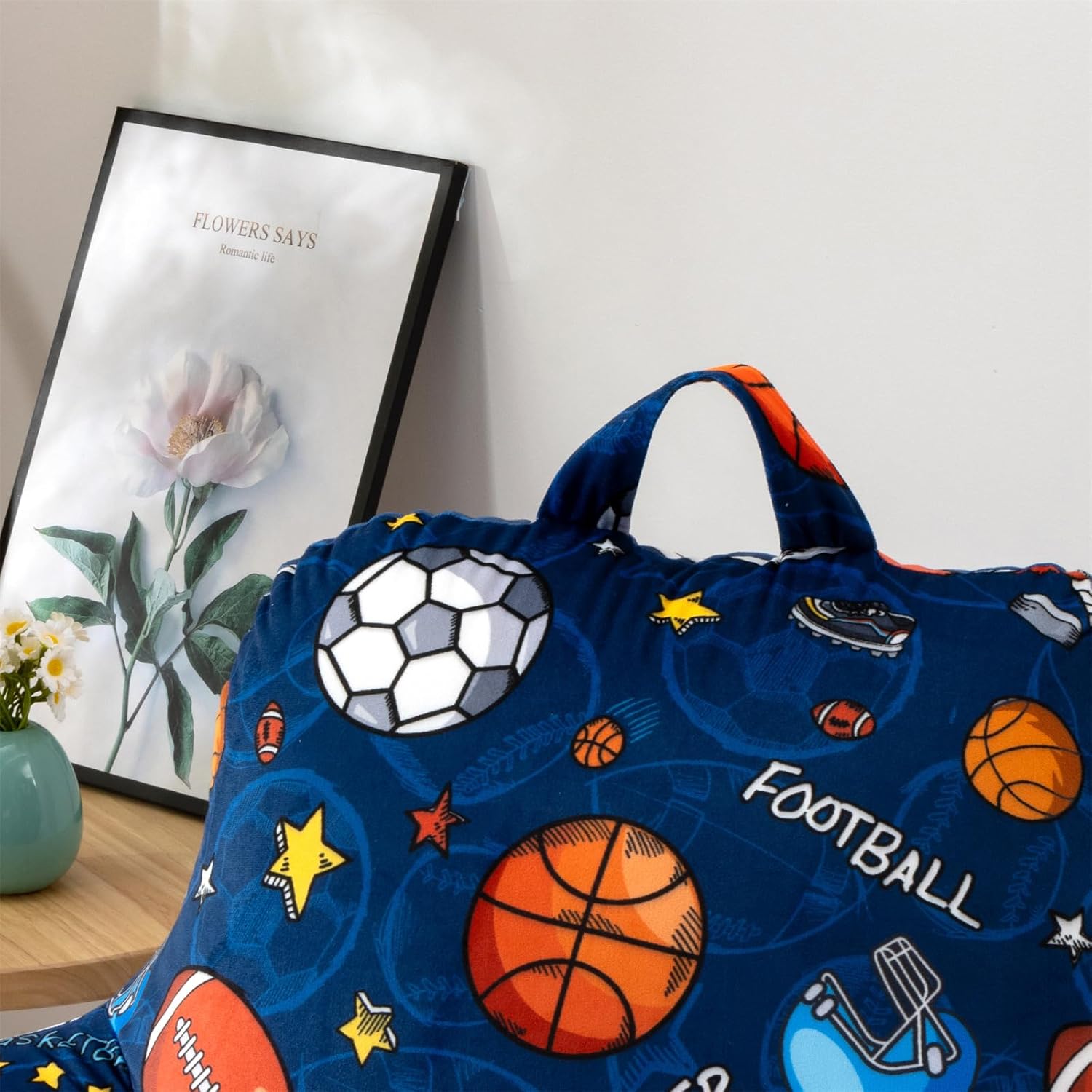 Aimuan Reading Pillow Bed Rest Wedge Backrest Pillow Basketball Football Baseball Navy Rugby Ball Printed Collections with Arms Sitting…