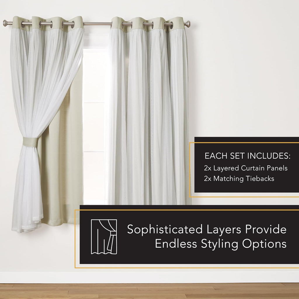 TOWN & COUNTRY LUXE Talia Double Layer Indoor Curtains, Sheer and Room Darkening Blackout, Grommet Top, Energy Efficient, 2-Pack Set…