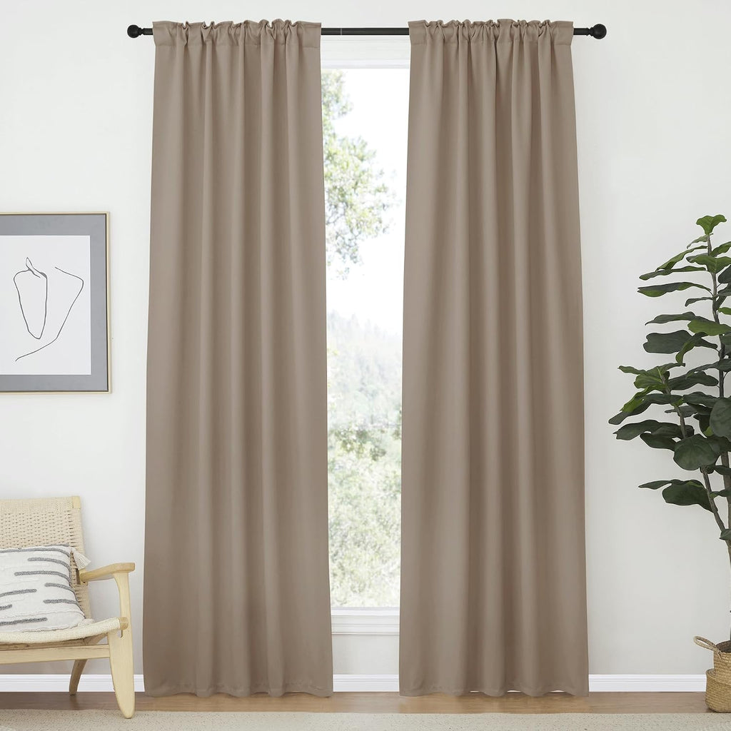 Nicetown Living Room Darkening Curtains - (Taupe Color) W42 x L70, Set of 2, Home Decor Room Darkening Thermal Insulated Drapery Panels for…
