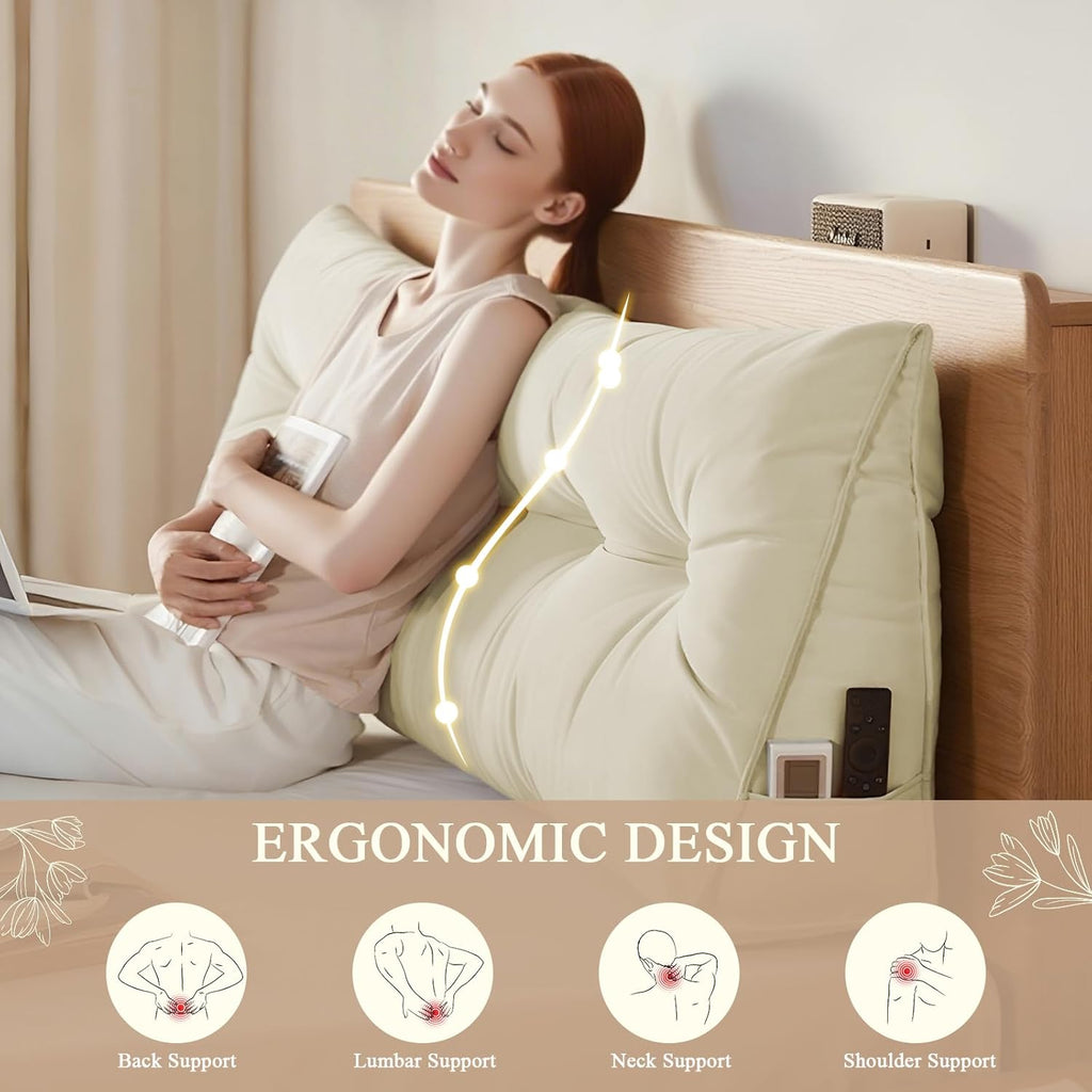 DANGHOOGY Headboard Pillow King, Large Triangular Wedge Headboard Pillow for Reading and Resting, Backrest Positioning Support Pillow…