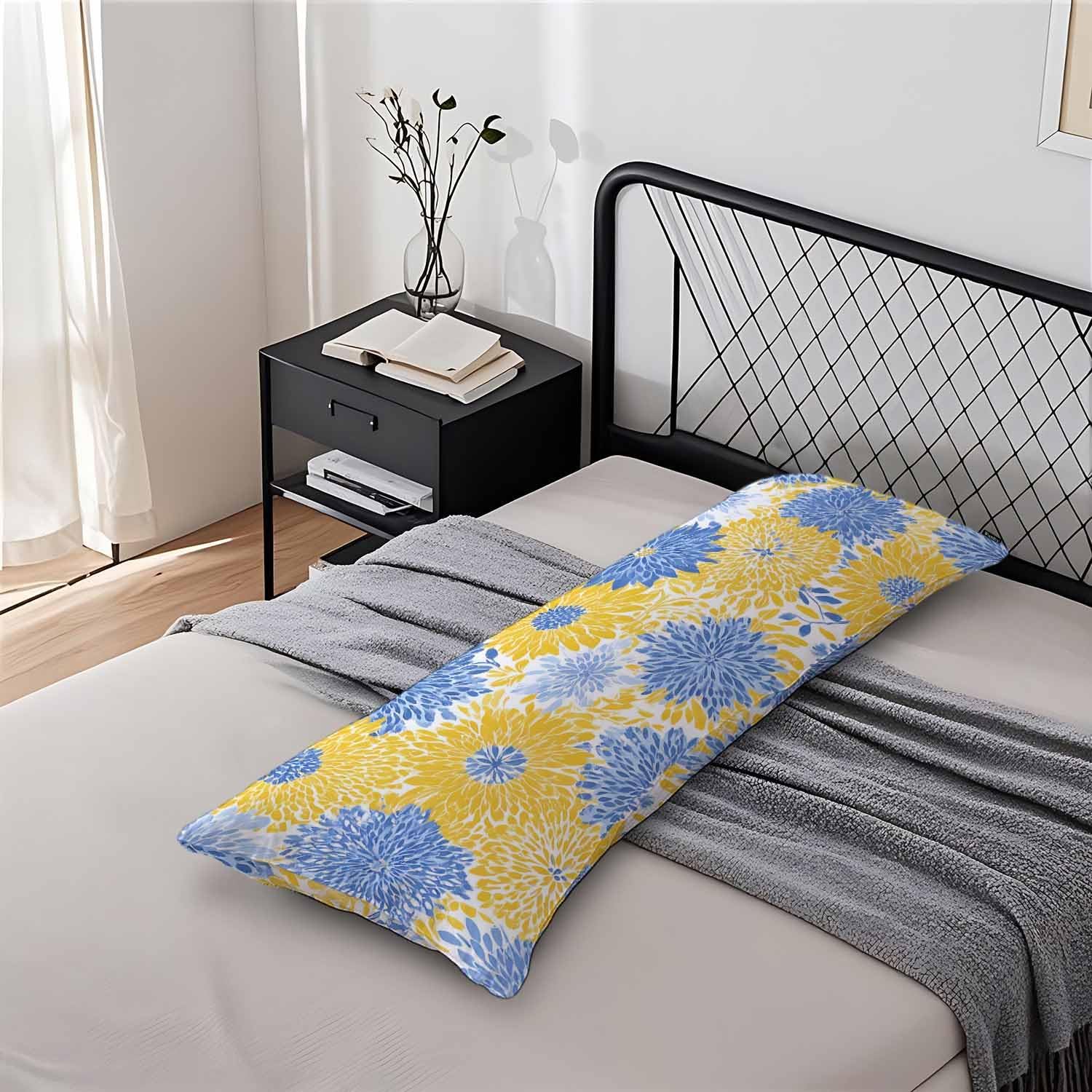 Floral Body Pillow Pillowcase, Abstract Spring Flower Farmhouse Body Cushion Covers 20x54 Body Pillow Covers Bedding Pillow Protector for…