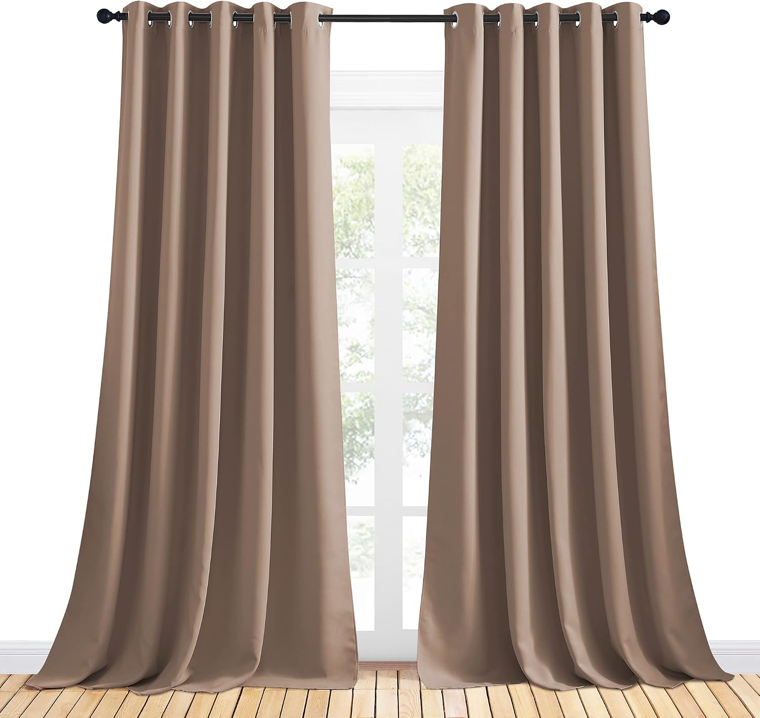 NICETOWN Blackout Window Curtains and Drapes for Kitchen, Window Treatment Thermal Insulated Solid Grommet Blackout Drapery Panels (Set…