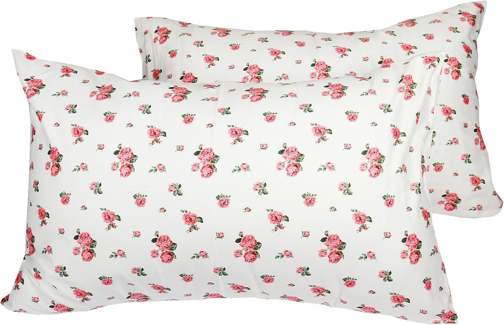 Wbycotbed Set of 2 Ultra Soft Pillowcases with Envelope Closure, 100% Cotton Floral Pillow Covers Queen Size 20 X 30 Inches 30 Inches Cotton