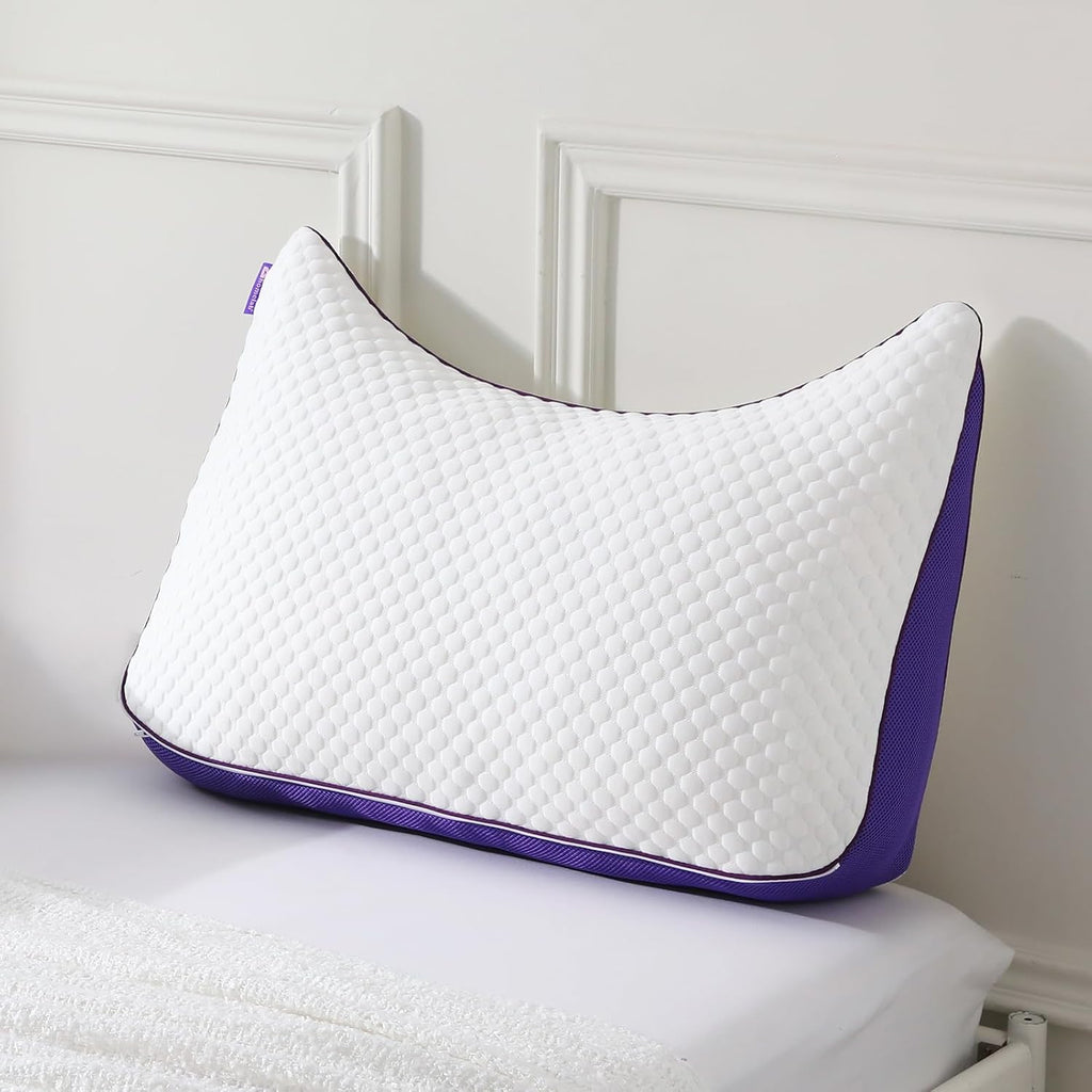 Homelab Adjustable Crescent Shredded Memory Foam Pillows King Size, Cooling Bed Pillows for Sleeping with Removable Cover, 1 Pack Medium Pi…