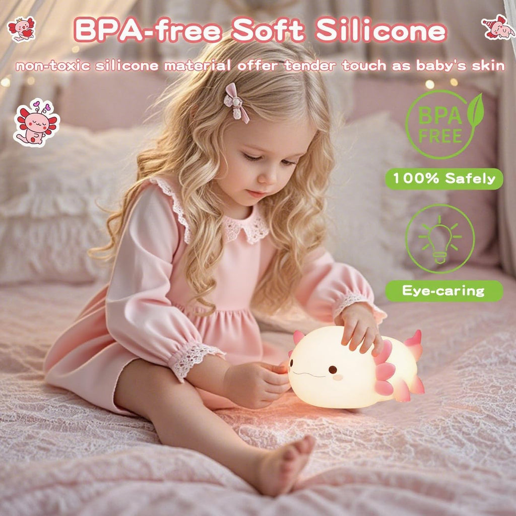 FAMIDUO-BrightenYourLife FAMIDUO Axolotl Lamp, Cute Axolotl Night Light, Dimmable Silicone Animal Nursery Night Light, Adorable Rechargeable S…