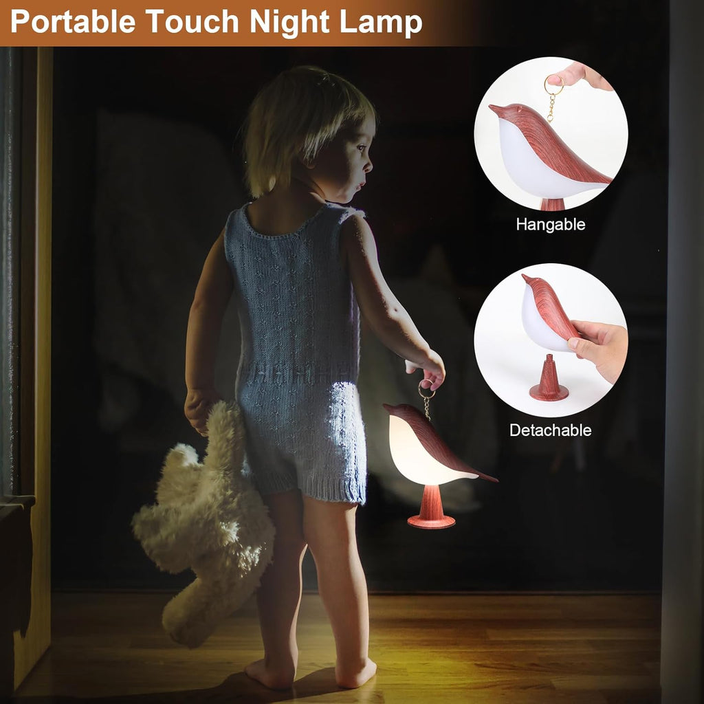 VoMii Bird Desk Lamp Set of 2, Small Table Lamp Cordless Touch Dimmable Night Light with 3 Color Temperature, Rechargeable Decorative…