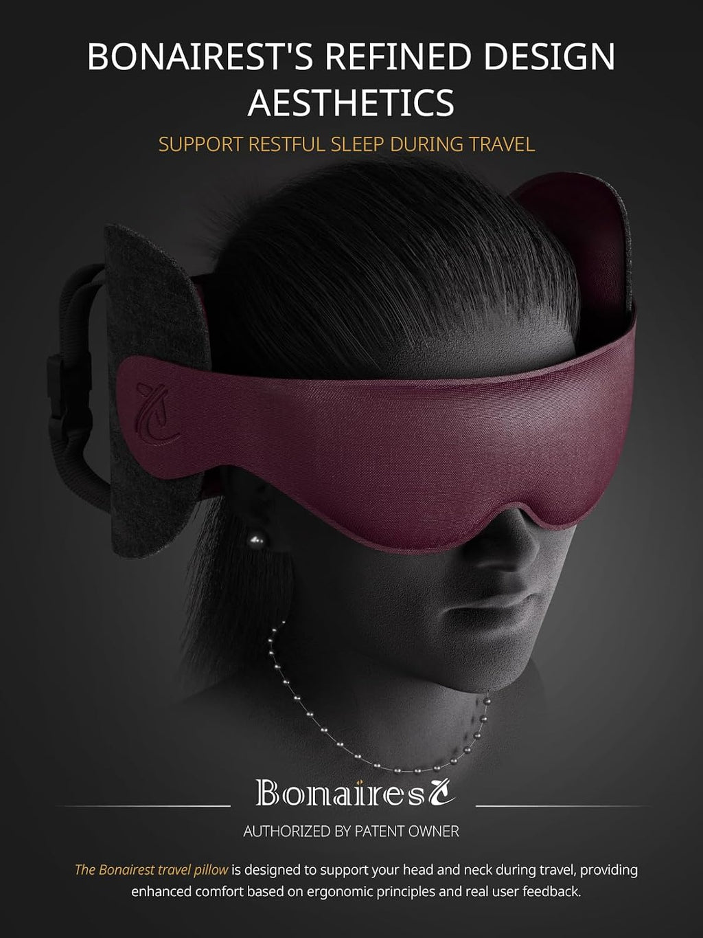 Travel Pillow, Airplane Neck Pillow for Long Flight, Oversized Head Strap with 3D Eye Mask for Sleep, 360°Support Headrest, Stop…