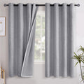 YoungsTex Grey Linen Blackout Curtains 63 Inches Long for Bedroom, Thermal Insulated Black Out Drapes with Grommet Room Darkening Privacy f…