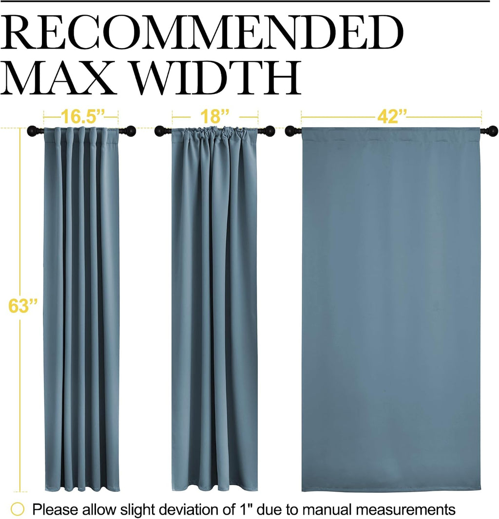 NICETOWN Blackout Curtain Panels for Living Room - (Smoky Blue Color) 42x63 Inch, 2 Panels Set, Thermal Insulated Room Darkening Blackout…
