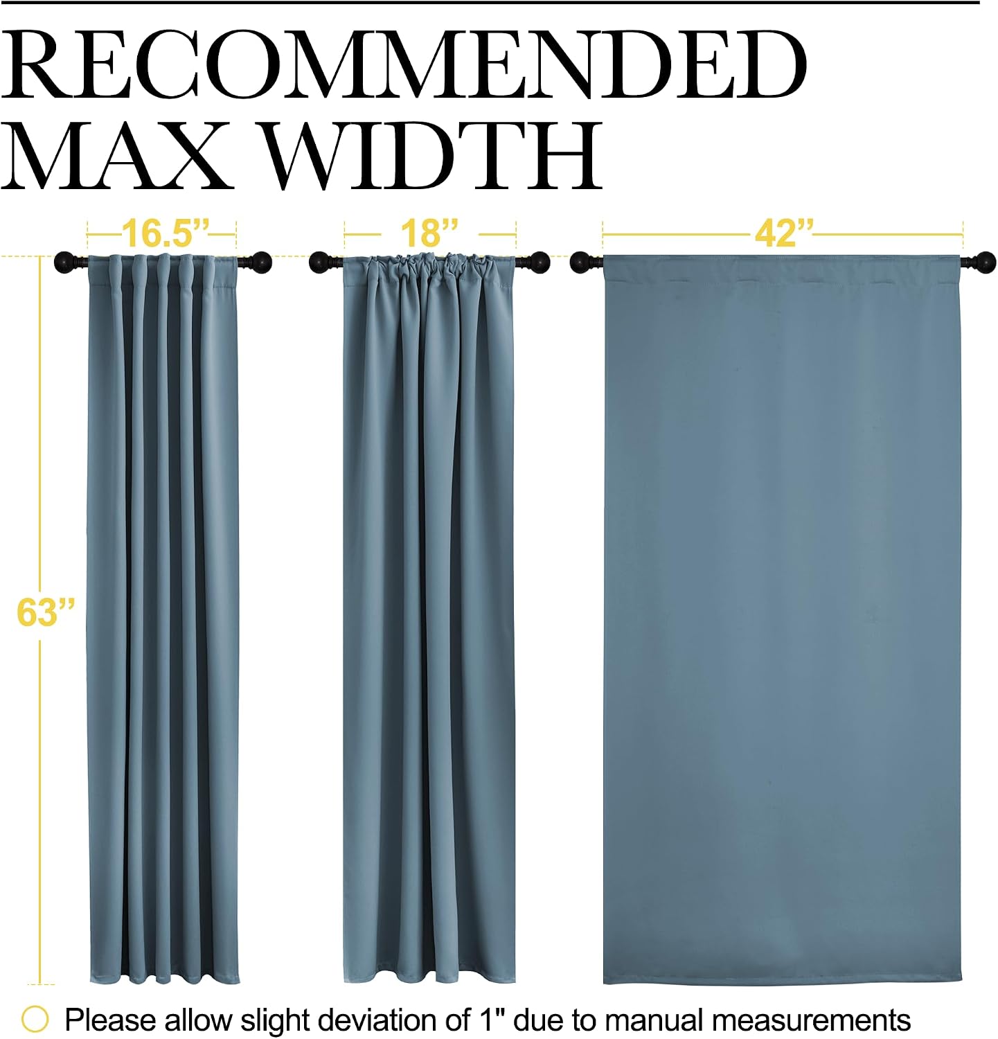 NICETOWN Blackout Curtain Panels for Living Room - (Smoky Blue Color) 42x63 Inch, 2 Panels Set, Thermal Insulated Room Darkening Blackout…