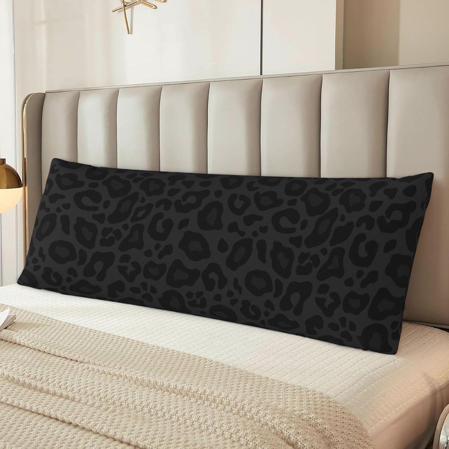 Sovvin Black Leopard Cheetah Print Body Pillow Cover Long Pillow Case with Zipper Decorative Soft Cushion Bedding Pillowcase for Cou…