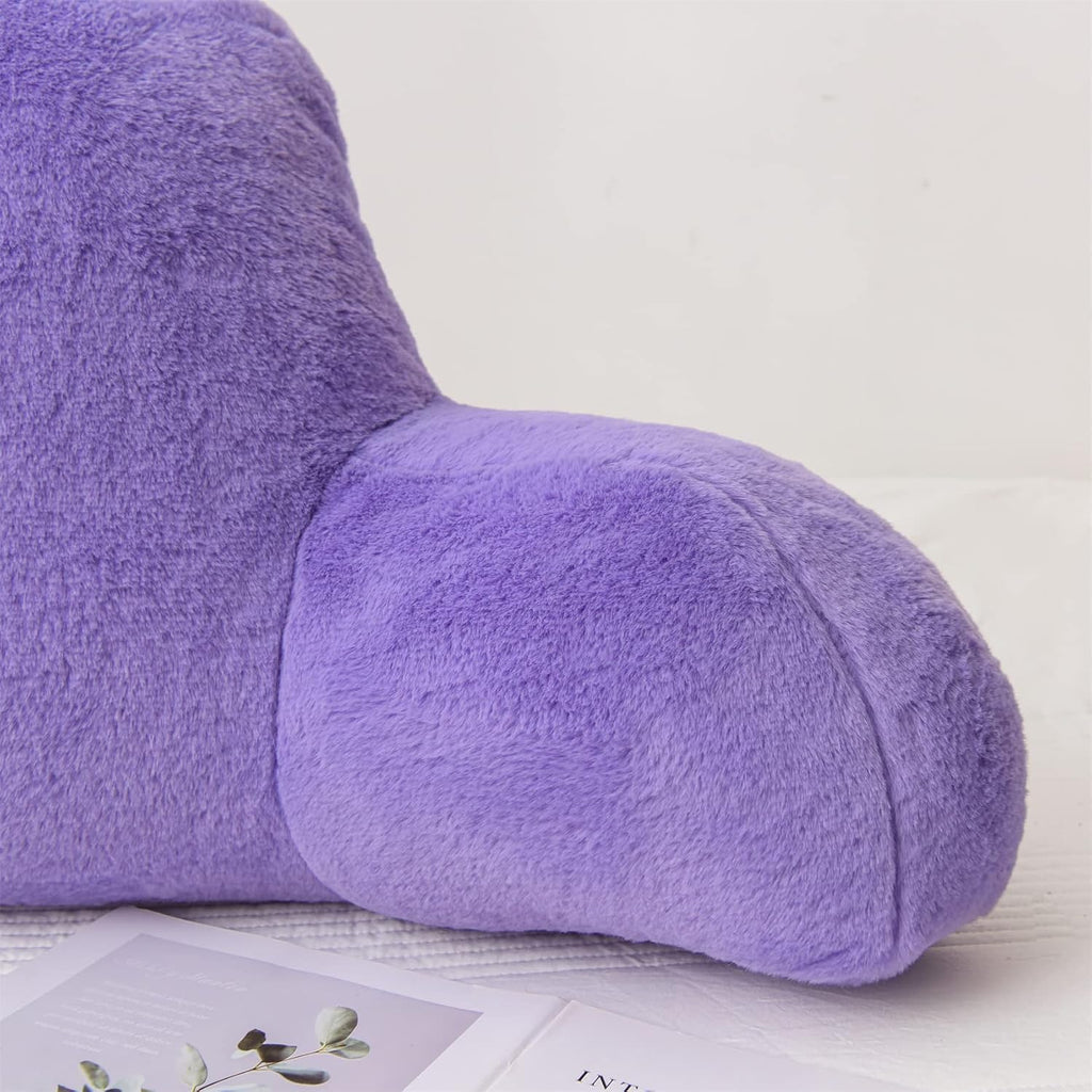 Aimuan Reading Pillow Bed Rest Pillow with Arms Rabbit Fur Cushion for Adults Teens Incline Rest Sitting up & Sleeping Snoring Pillow…