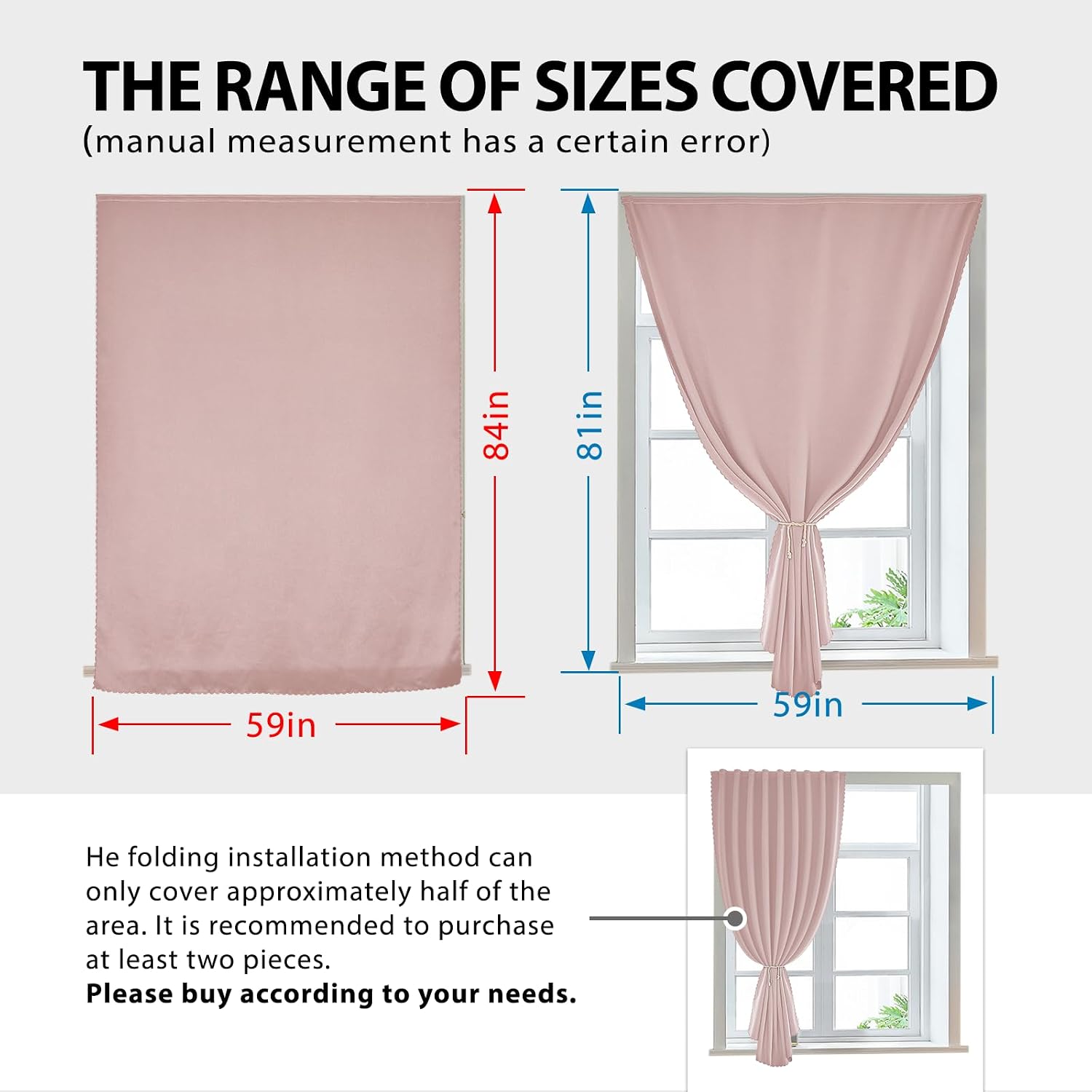 Jilron Autohesion Curtains for Windows, Bedroom Blackout Curtains for - Thermal Lnsulated No Drill Curtains Room Darkening Black Small Drape…