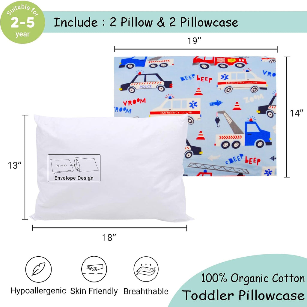 ZPECC-ABrandThatHasBeenFocusedOnBeddingFor20Years ZPECC Toddler Pillow with Pillowcase 2 Pack - 13x18 Organic Cotton Hypoallergenic Kids Pi…