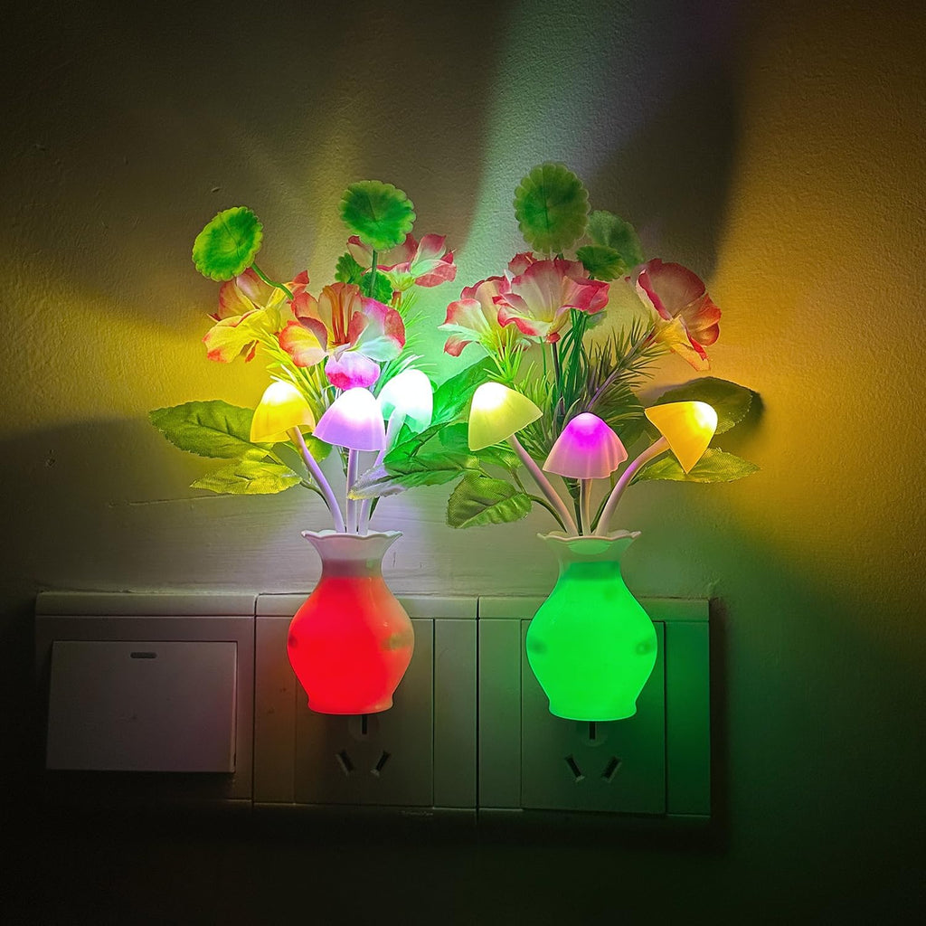 Sensor LED Night Light, Color Changing Flower Night Light Plug-in Wall Based Mushroom Lamp, Gift for Kids Adults, Cute Flower Nursery…