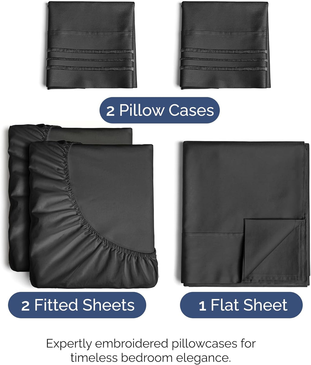 Split King Size 5 Piece Sheet Set - Comfy Breathable & Cooling Sheets - Hotel Luxury Bed Sheets for Women & Men - Deep Pockets, Easy-Fit…