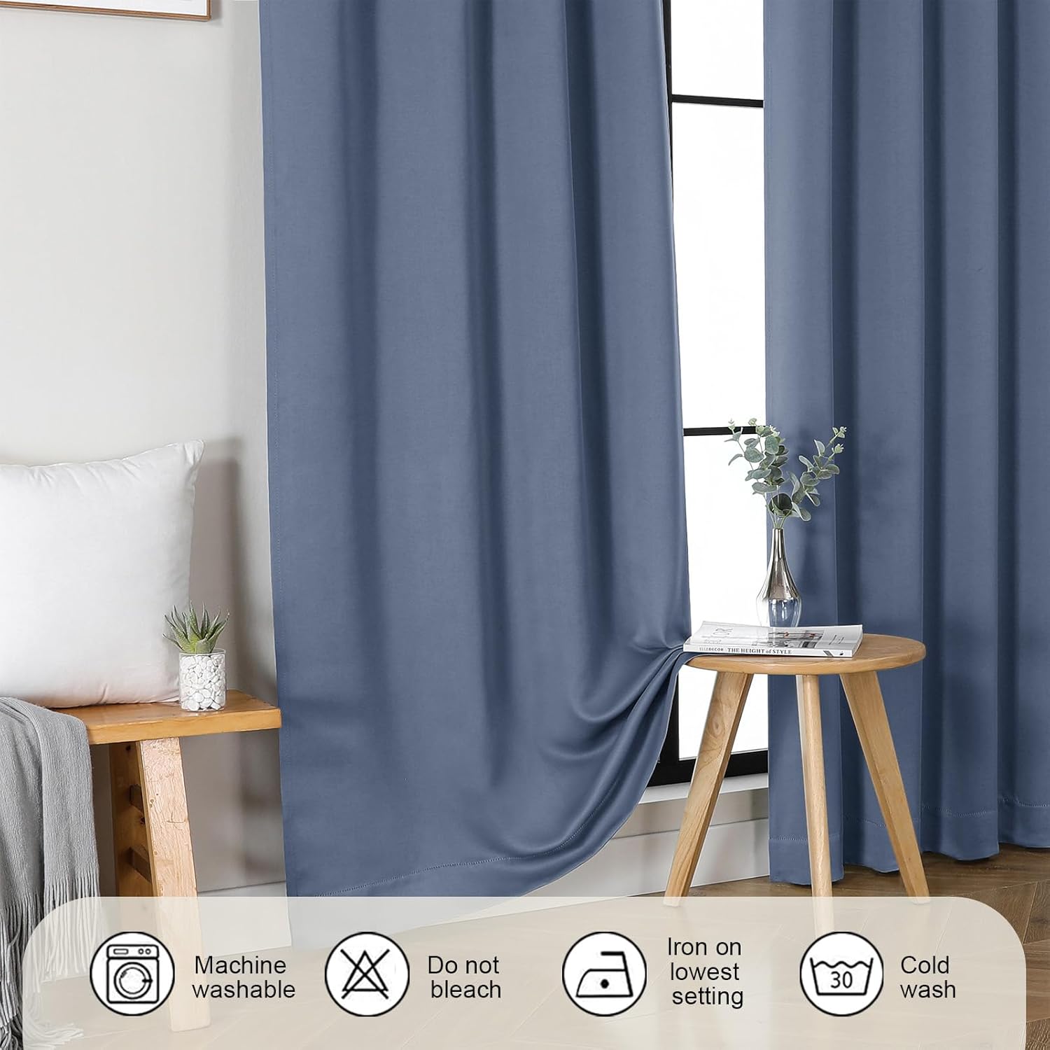 Gwine Blackout Curtains for Bedroom 45 Inch Length, Thermal Insulated Room Darkening Short Curtains, Rod Pocket Drapes for Bathroom…