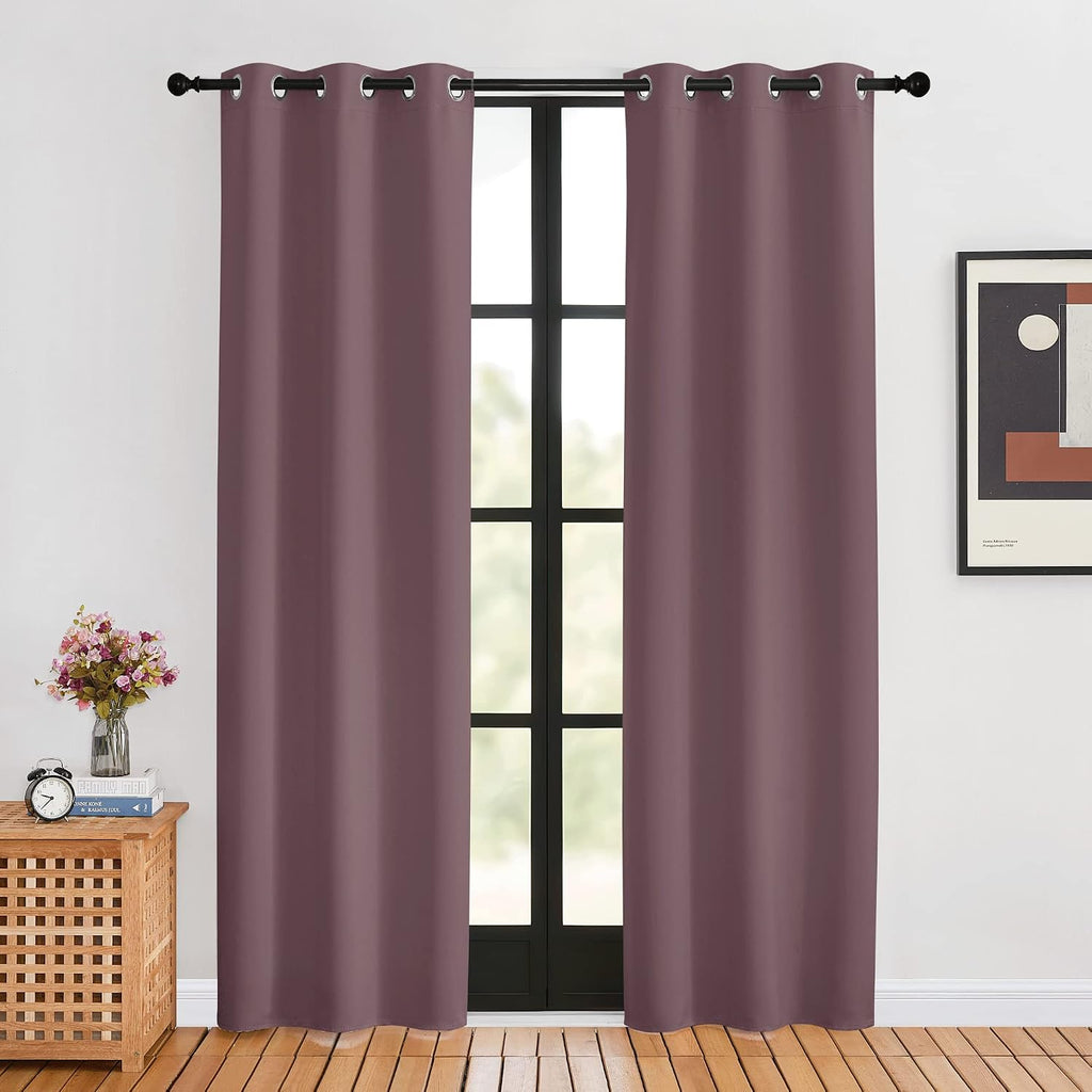 NICETOWN Blackout Curtains for Bedroom, Dry Rose, 34 W by 80 L, Set of 2, Thermal Insulated Curtains & Drapes with Grommet Top for Living…
