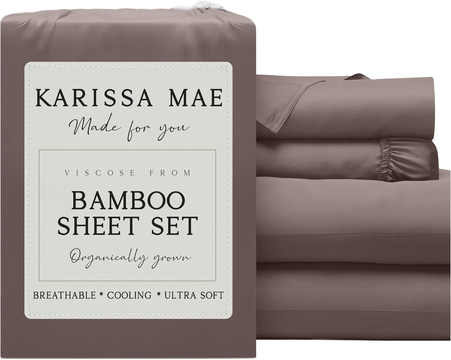 KARISSA MAE Pure Viscose from Bamboo Twin Size Sheet Set | 100% FSC Certified | Luxuriously Soft | Cooling | 18" Deep Pocket w/Corner…