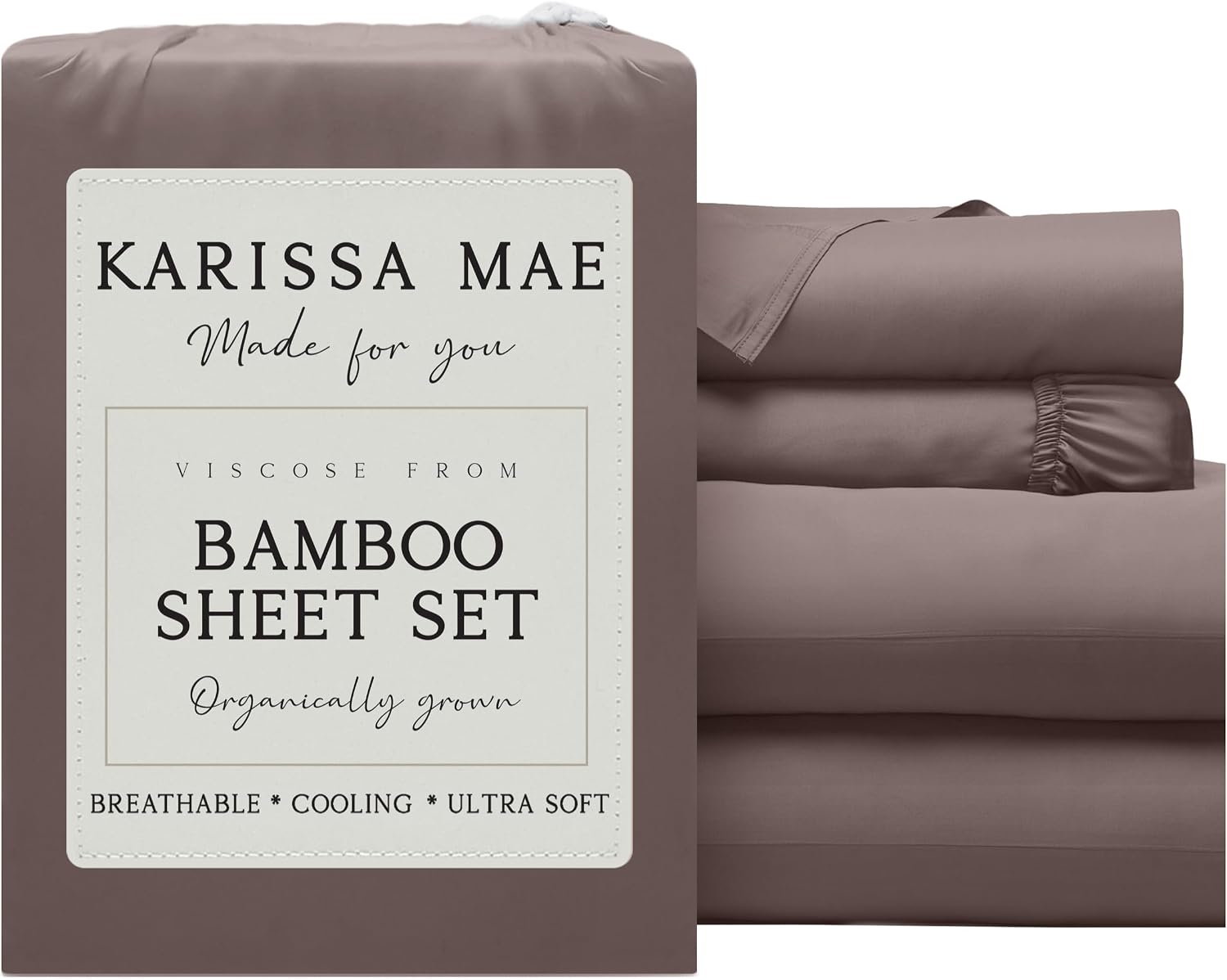 KARISSA MAE Pure Viscose from Bamboo Split King Size Sheet Set | 100% FSC Certified | Luxuriously Soft | Cooling | 18" Deep Pocket…