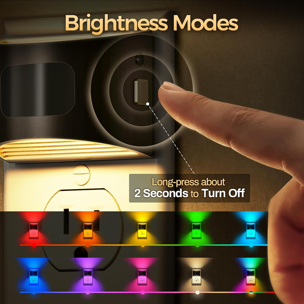 DORESshop LED Night Light[4 Pack], Night Lights Plug into Wall, 8-Color RGB LED Nightlight with Motion Sensor, Dusk to Dawn Sensor…