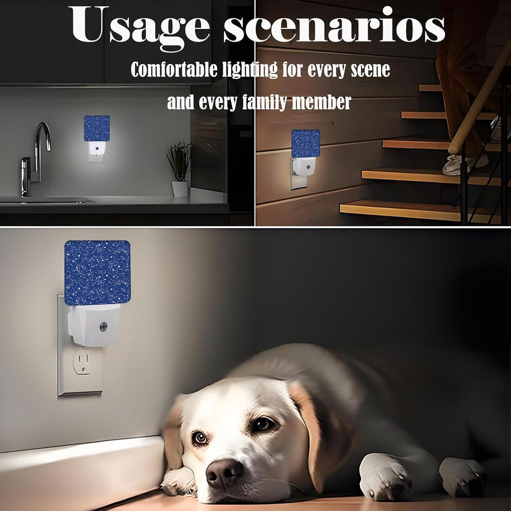 Star Map Night Light, Plug Into Wall for Boys Girls Bedroom Decorative Square Night Light Lamp 0.5w Sleep Friendly