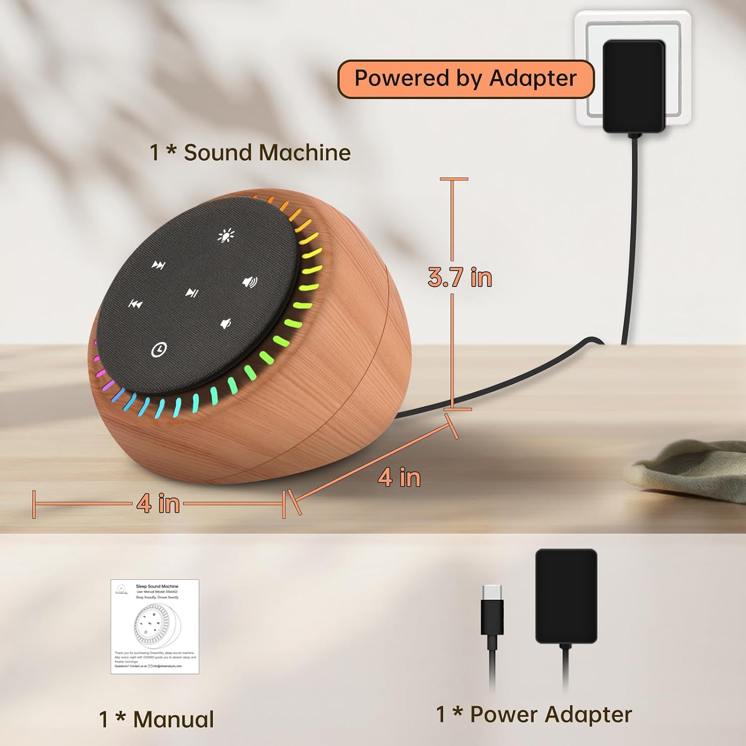 DreamSky Sound Machine for Sleep, White Noise for Sleeping Adults & Baby, Brown Noise Fan for Office Privacy & Noise Canceling, 26 Sounds…
