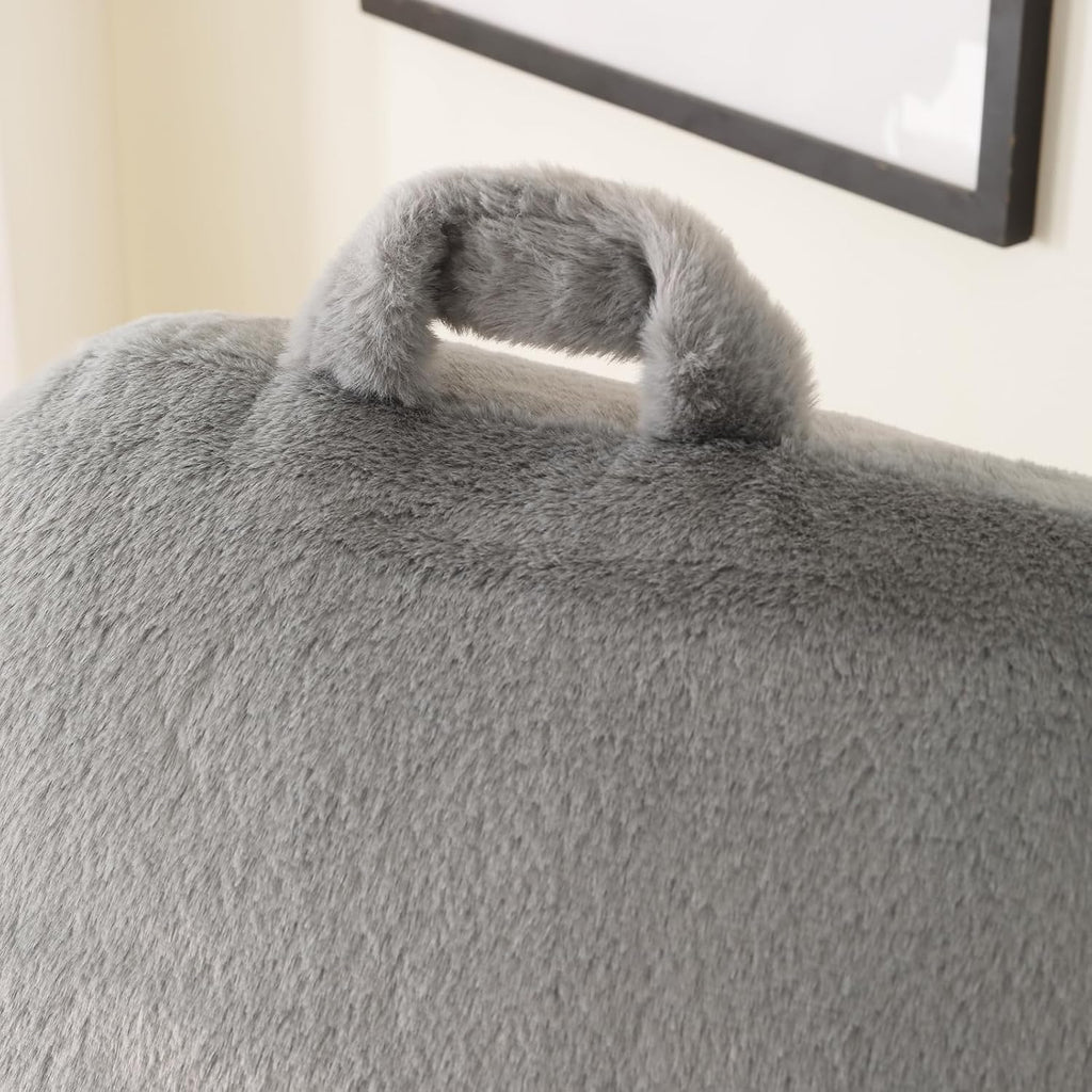 Pajeo Large Plush Backrest Pillow for Sitting in Bed, Faux Fur Sitting Pillow with Support Arms, Oeko-TEX Certified Aesthetic Lounging Pillow…