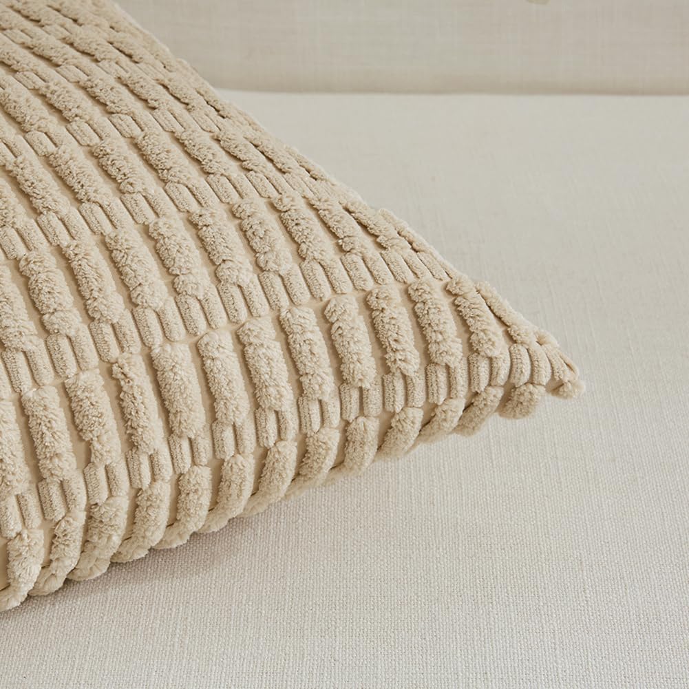 Fancy Homi Decorative Throw Pillow Covers for Bed Couch Bedroom Bench, Soft Corduroy Solid Pillow Case, Rustic Farmhouse Boho Room…