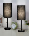 Small Table Lamps Set of 2 Desk Lamps for Living Room 3 Way Dimmable Black Nightstand Lamps with Metal Base Fabric Shade | Pull Chain…