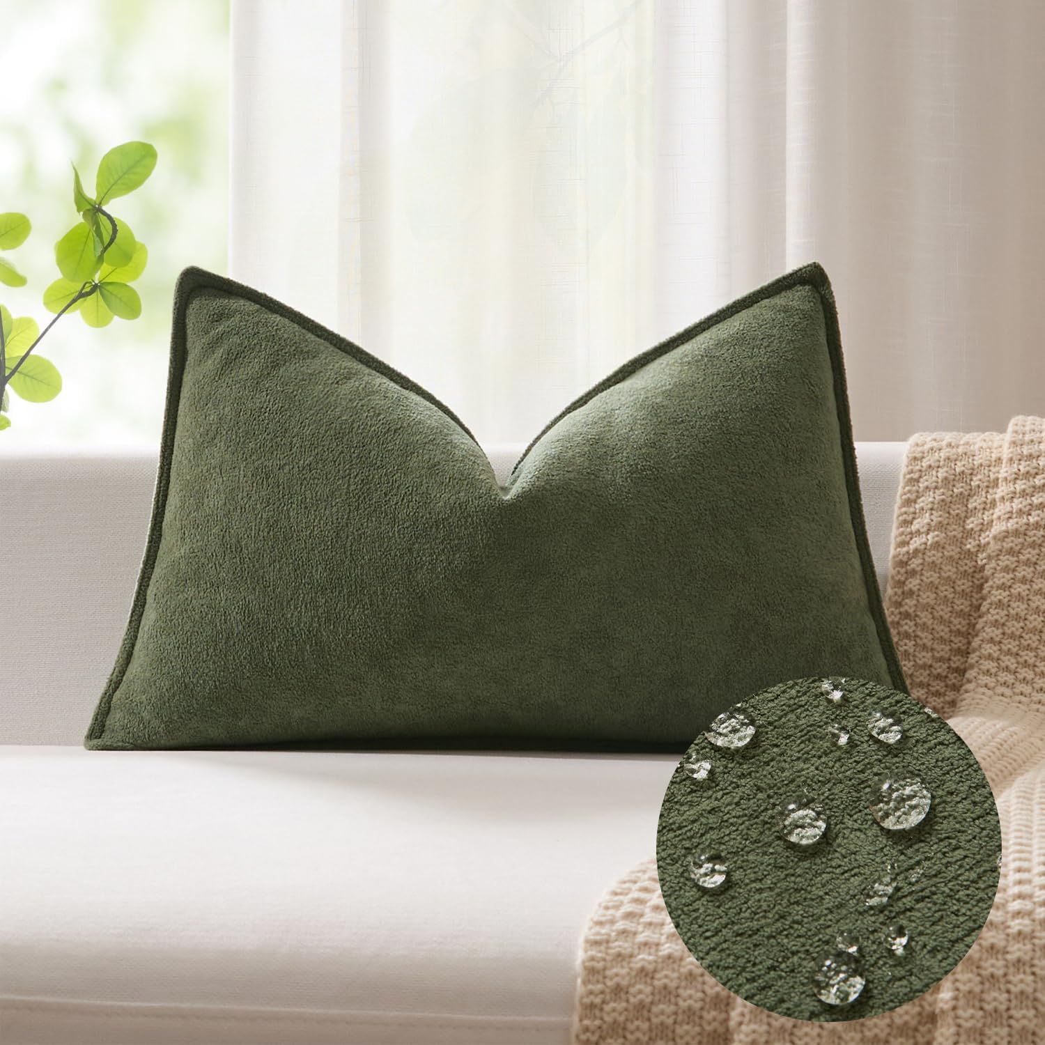 KevinTextile Kevin Textile 12x24 Inch Lumbar Pillow Cover 1 Pack Soft Boucle Textured Decorative Waterproof Rectangle Cushion Elegant Accen…