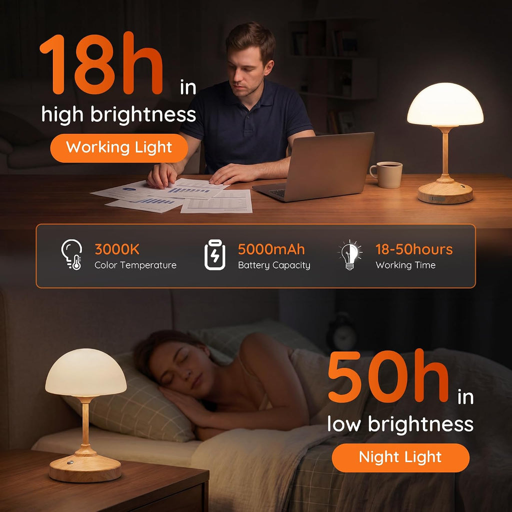 Dawnwake Table Lamp Cordless Lamp for Bedroom, Small Bedside Desk Table Lamp,5000mAh Rechargeble Battery Operated Dimmable Table…