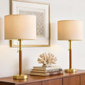 G-SAFAVA 22" Wood Table Lamps Mid Century Modern Lamp for Bedroom Living Room Bedside Lamps for Night Stands Nightstand Lamp with Pull…
