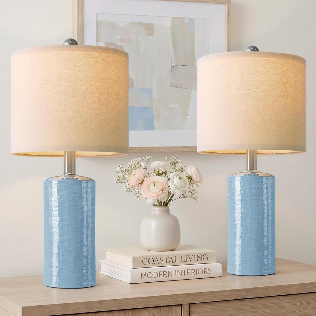 G-SAFAVA 20.5" Small Table Lamps for Living Room Lamp Set of 2 Ceramic Lamps for Bedroom Bedside Lamps Modern Boho Lamps for Night Stands…