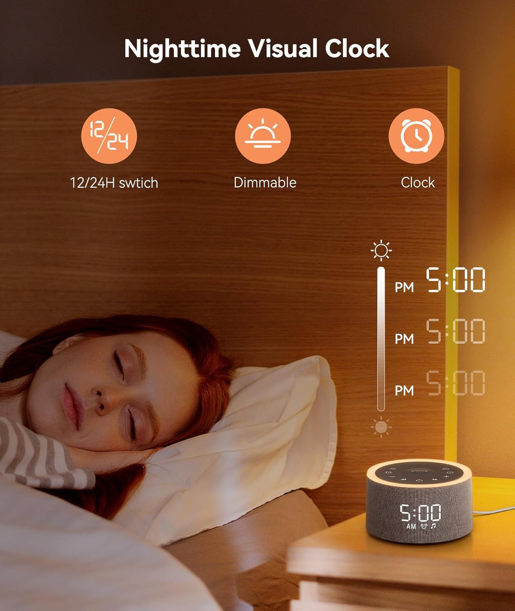 Dreamegg D1+ Sound Machine & Alarm Clock - Sound Machine for Sleep, White Noise Machine with 29 Soothing Sounds, Night Light, 0-100%…