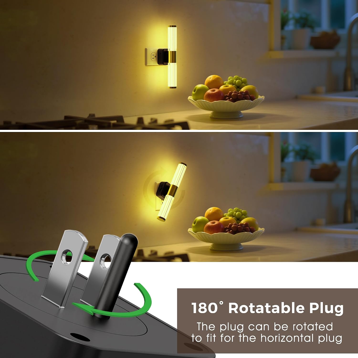 L LOHAS LED Night Lights Plug into Wall, RGB Color Changing Night Light for Kids, Acrylic Rotating Nightlight Dimmable with Light Sensor…