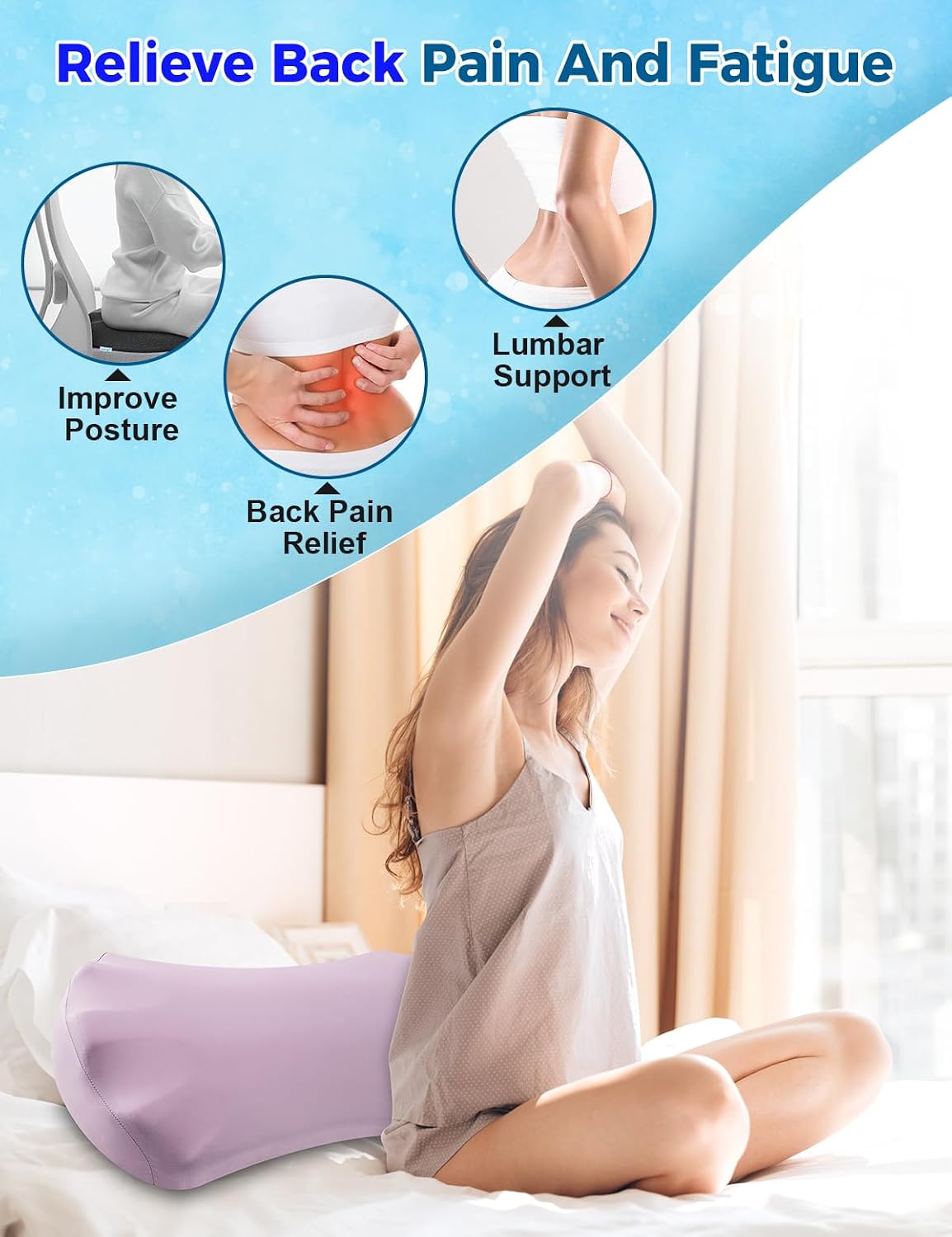 Fledano Lumbar Support Pillow for Bed – Floor Pillows & Cushions - Memory Foam Lower Back Pillow for Sleeping, Ergonomic Lumbar Pillow for…