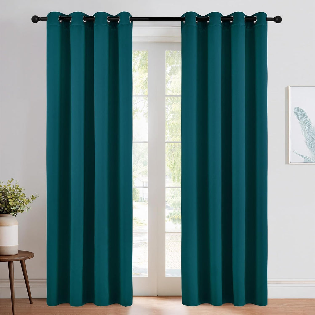 Nicetown Teal Blackout Curtains 84inch Length 2 Panels Set, Grommet Chic Thermal Insulated Room Darkening Window Treatments for Bedroom/Liv…