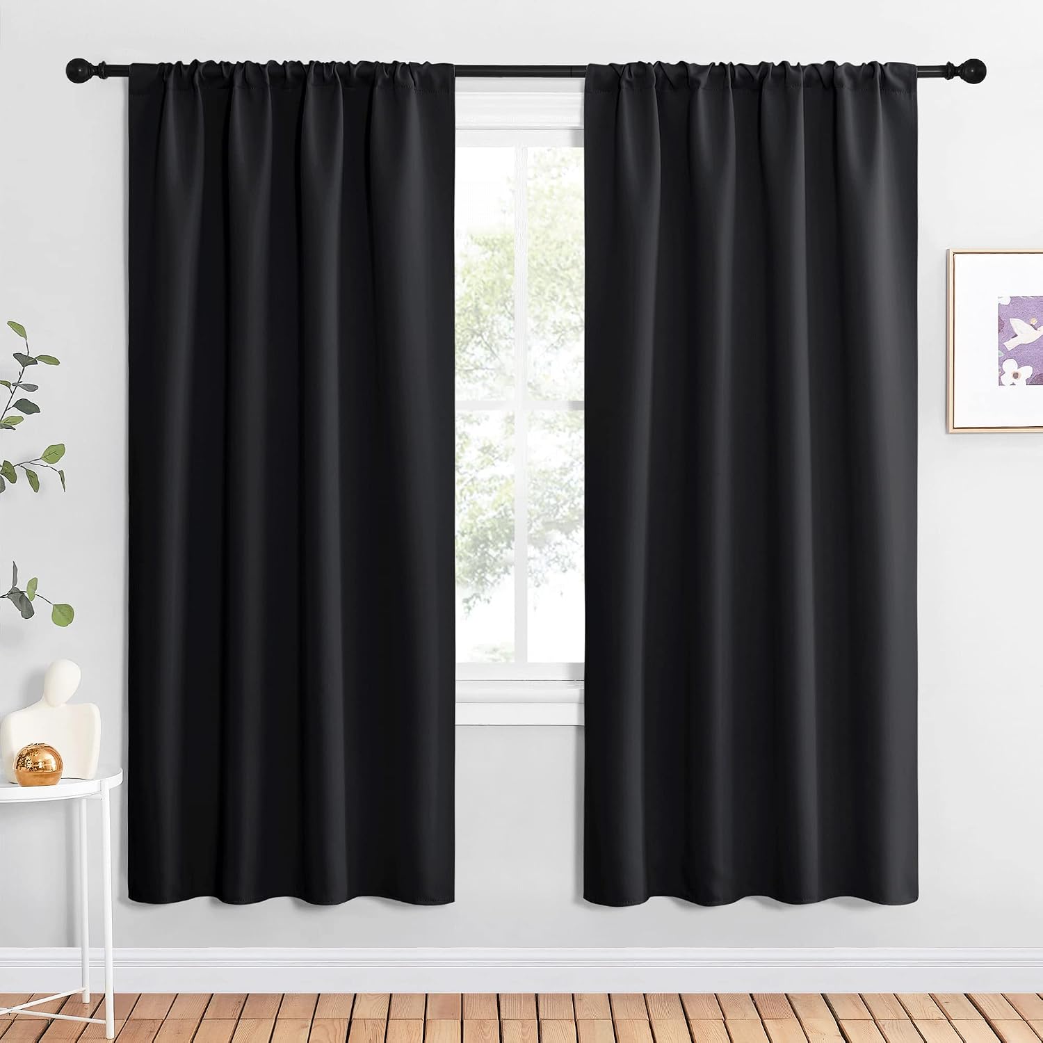 NICETOWN Living Room Blackout Shades - All Season Rod Pocket Thermal Insulated Solid Blackout Curtains/Drapes for Living Room (Set of 2…
