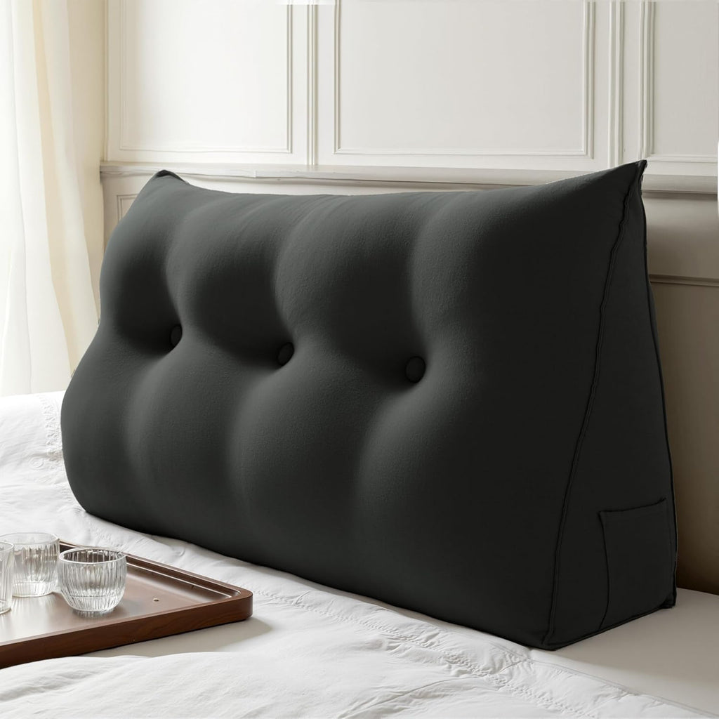WOWMAX 80% Cotton & 20% Linen Blend Headboard Pillow – Twin Size Reading Wedge Backrest for Bed, Handmade Firm Support Bolster Cushion…