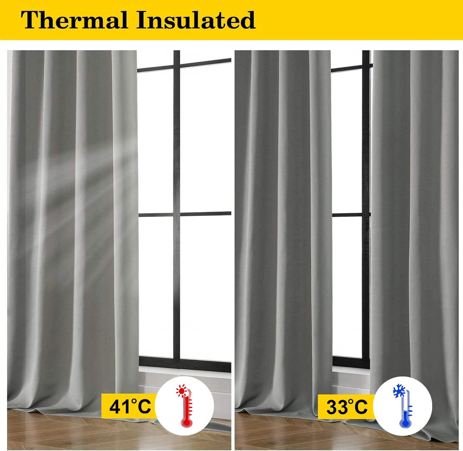 WelvetBLK Light Grey Room Darkening Curtains for Bedroom Living Room 45 Inch Length 2 Panels Set, Soft Solid Thermal Insulated Rod Pocket S…