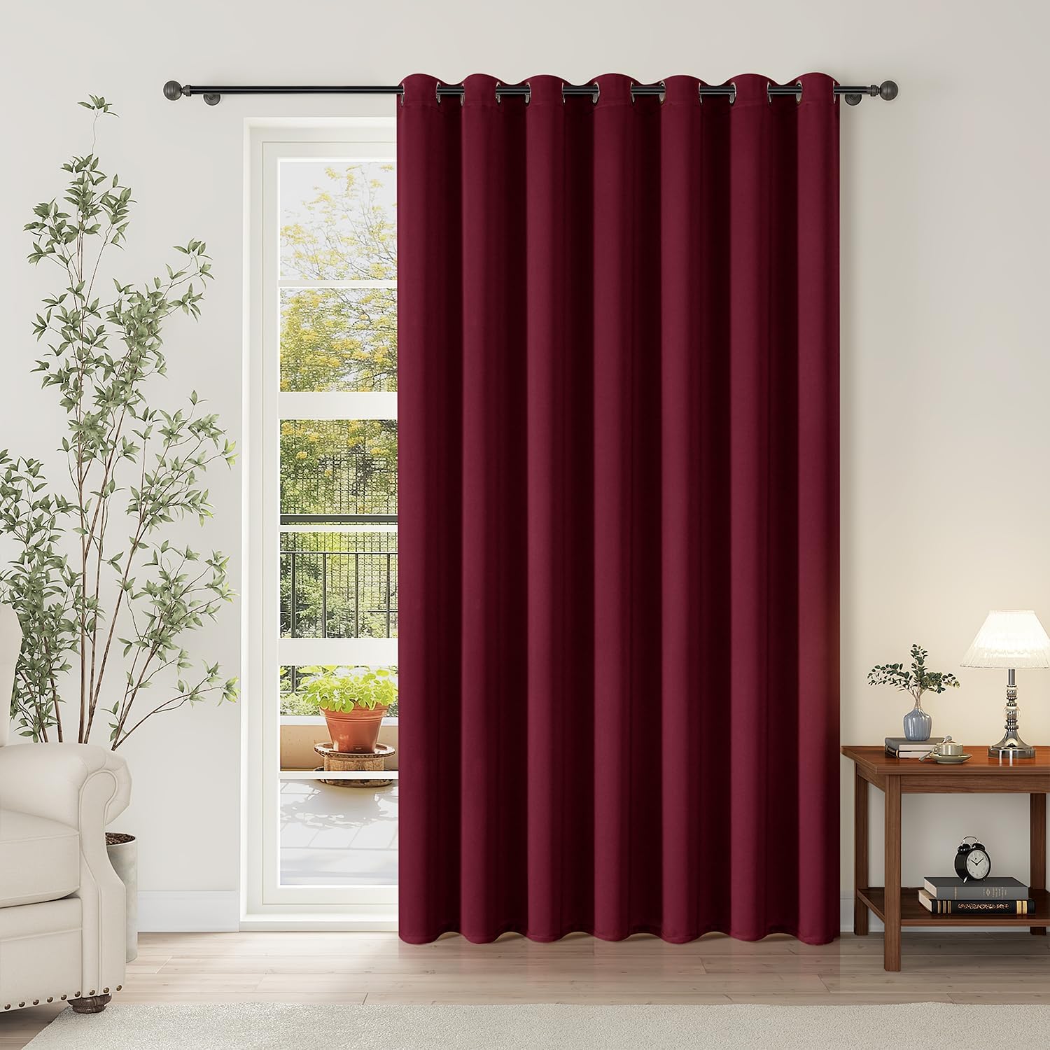 ChrisDowa Room Divider Curtain 108 Inches Long, Wide Blackout Sliding Door Curtain for Bedroom, Room Darkening Privacy Window Curtain for P…