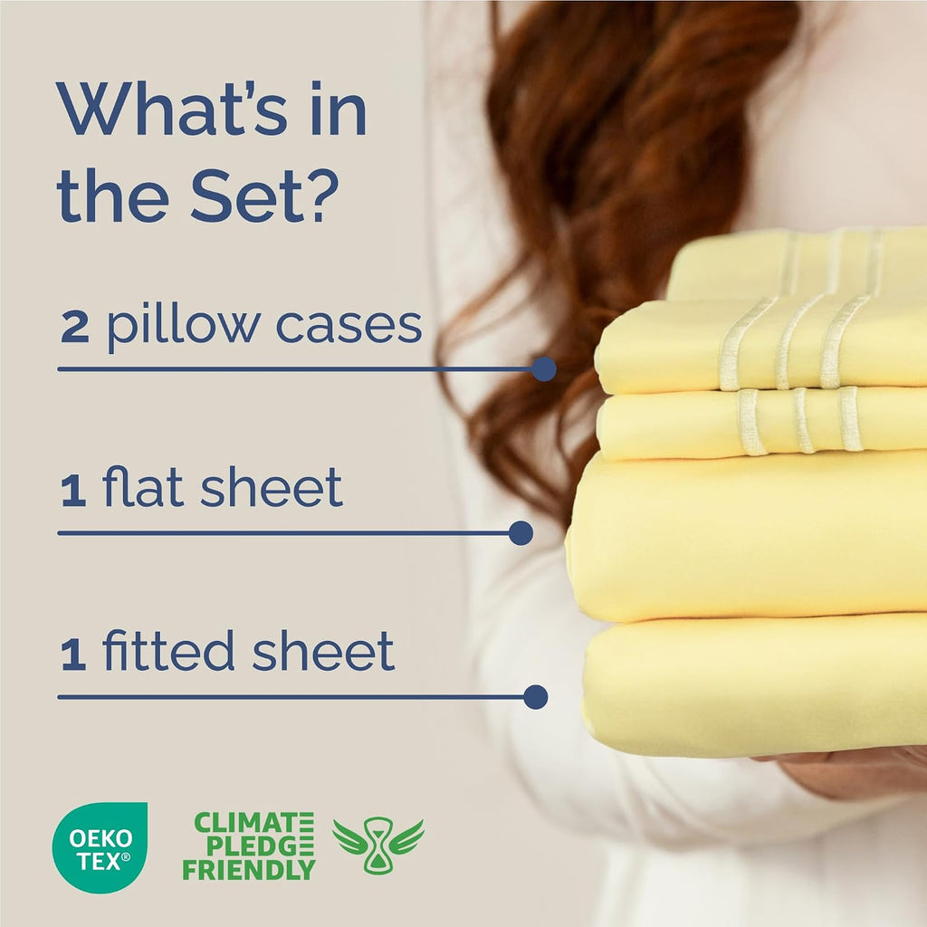 Full Size 4 Piece Sheet Set - Comfy Breathable & Cooling Sheets - Hotel Luxury Bed Sheets for Women & Men - Deep Pockets, Easy-Fit, Extra…